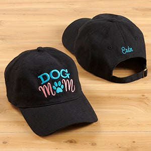 Dog Mom Personalized Black Baseball Cap - 27103-B