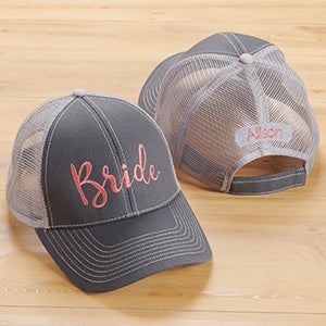 Wedding Party Embroidered Grey Trucker Hat - 27105-G