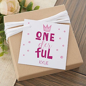 Onederful Girl First Birthday Personalized Gift Tags - 27111