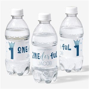 Onederful Boy First Birthday Personalized Water Bottle Labels - 27114