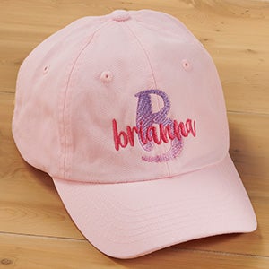 Ombre Initial Embroidered Pink Baseball Cap - 27117-P