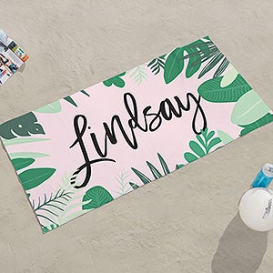 Palm Leaves Personalized 30x60 Beach Towel - 27147