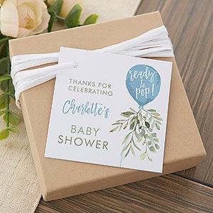 Ready To Pop Baby Boy Personalized Baby Shower Favor Tags - 27154