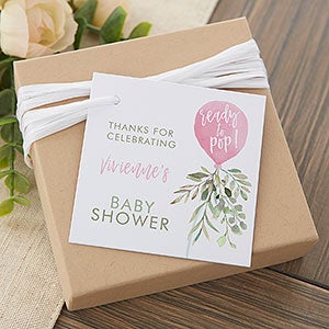 Ready To Pop Baby Girl Personalized Baby Shower Favor Tags - 27155