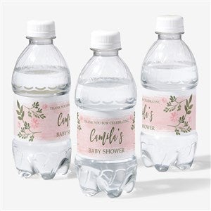 Floral Frame Personalized Baby Shower Water Bottle Labels - 27172
