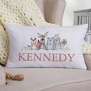 Sweet Baby Woodland Personalized Lumbar Keepsake Velvet Pillow - 27186-LBV