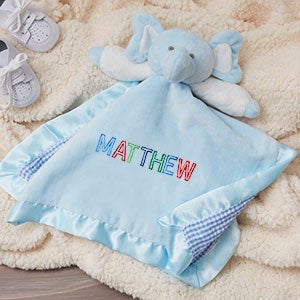 Rainbow Name Personalized Elephant Baby Blankie - Blue - 27187-B