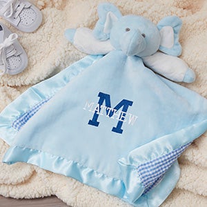 Playful Name Personalized Elephant Baby Blankie - Blue - 27188-B