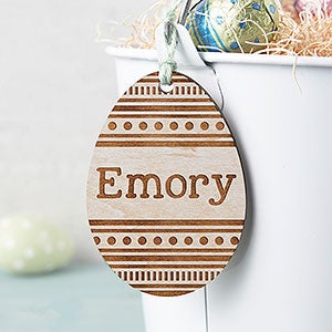 Personalized Whitewashed Wood Easter Basket Tag - 27192-W