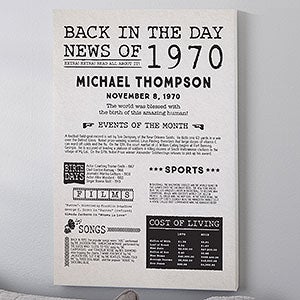 Back In The Day Personalized History Canvas Print - 16x24 - 27211-M