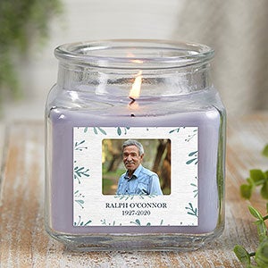 Botanical Memorial Personalized 10 oz. Lilac Photo Candle Jar - 27218-10LM