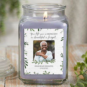Botanical Memorial Personalized 18 oz. Lilac Photo Candle Jar - 27218-18LM