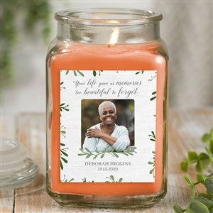 Botanical Memorial Personalized 18 oz. Pumpkin Spice Photo Candle Jar - 27218-18WC