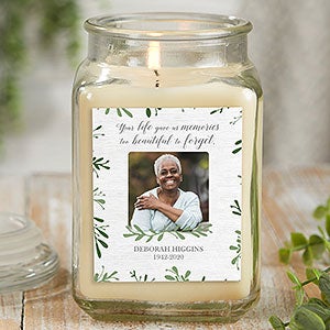 Botanical Memorial Personalized 18 oz Vanilla Candle Jar - 27218-18VB