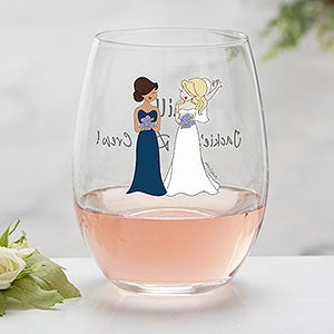 Bridal Party Personalized Stemless Wine Glass by philoSophies - 27239-S