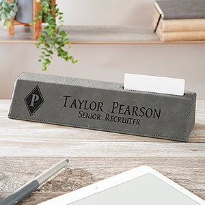 Executive Monogram Personalized Leatherette Nameplate - 27243