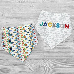 Vibrant Name For Him Personalized Bandana Bibs - Set of 2 - 27257-BB