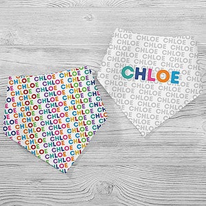 Vibrant Name For Her Personalized Bandana Bibs- Set of 2 - 27258-BB