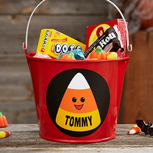 Candy Corn Personalized Mini Halloween Treat Bucket - Red - 27267-R