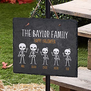Skeleton Family Personalized Halloween Outdoor Slate Sign - 27273