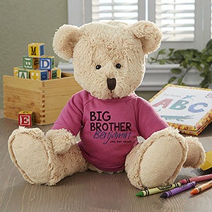 PERSONALISED GREY TEDDY BEAR WITH BLANKET BIG/LITTLE SISTER BIRTHDAY FLOWER GIRL 