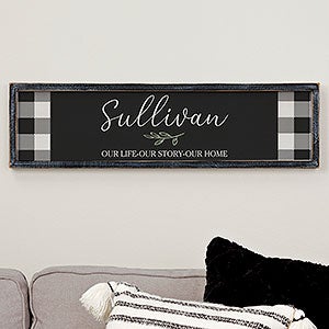 Black  White Buffalo Check Blackwashed Barnwood Frame Wall Art - 30x8 - 27277B-30x8