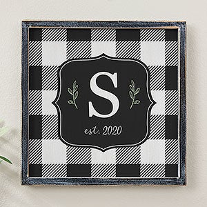 Black  White Buffalo Check Blackwashed Barnwood Frame Wall Art - 12x12 - 27277B-12x12