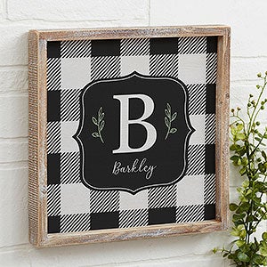 Black  White Buffalo Check Whitewashed Barnwood Frame Wall Art- 12x 12 - 27277W-12x12
