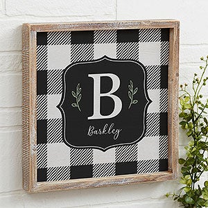 Black & White Buffalo Check Whitewashed Barnwood Frame Wall Art- 12x 12 - 27277W-12x12