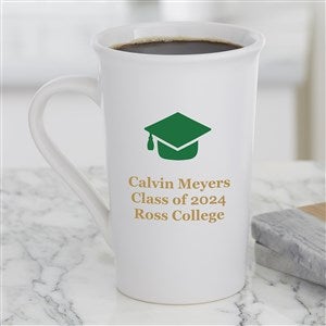 Graduation Icon Personalized Latte Mug 16 oz White - 27306-U
