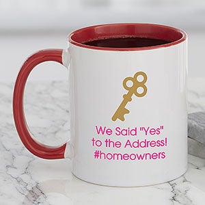 New Home Icon Personalized Coffee Mug 11 oz Red - 27321-R