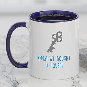 New Home Icon Personalized Coffee Mug 11 oz Blue - 27321-BL