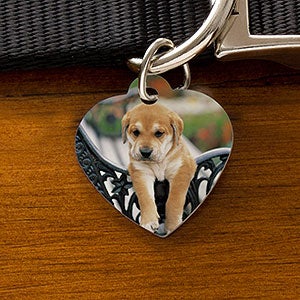 Photo Upload Personalized Dog ID Tag - Heart - 27322-H
