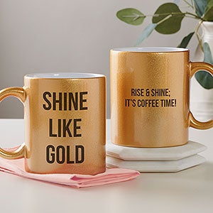 Expressions Personalized 11 oz Gold Glitter Coffee Mug - 27358-G