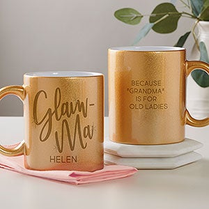 Glam-ma Personalized 11 oz. Gold Glitter Mug - 27366-G