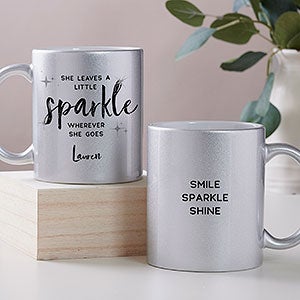 She Leaves a Little Sparkle Personalized 11oz Silver Glitter Mug - 27367-S