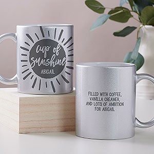 Cup of Sunshine Personalized 11 oz. Silver Glitter Coffee Mug - 27370-S