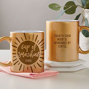 Cup of Sunshine Personalized 11 oz. Gold Glitter Coffee Mug - 27370-G