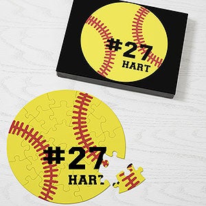Softball Personalized 26 Pc Round Puzzle - 27373-26