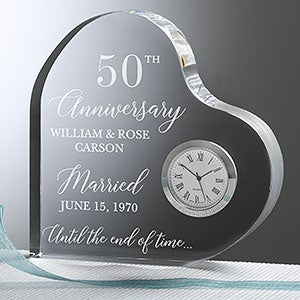 Anniversary Engraved Heart Clock - 27376