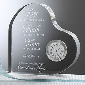 In Memory Engraved Heart Clock - 27377