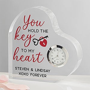 Key To My Heart Personalized Colored Heart Clock - 27380
