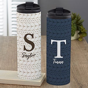 Sweater Monogram Personalized 16 oz. Travel Tumbler - 27408