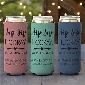 Sip Sip Hooray Personalized Engagement Slim Can Cooler - 27420