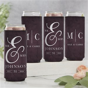 Moody Chic Mr. & Mrs. Personalized Wedding Slim Can Cooler - 27421