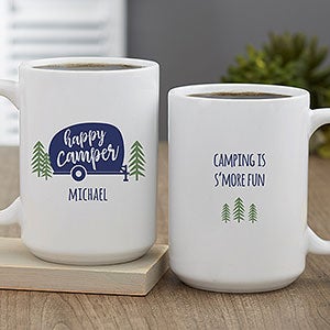 Happy Camper Personalized Coffee Mug - 15oz White - 27425-L