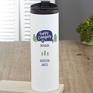 Happy Camper Engraved Travel Coffee Mug - Whitetail Woodcrafters
