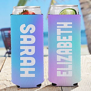 Iridescent Name Personalized Slim Can Cooler - 27449