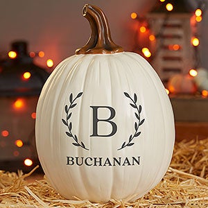 Laurel Initial Personalized Monogram Pumpkins - Large Cream - 27461-LC