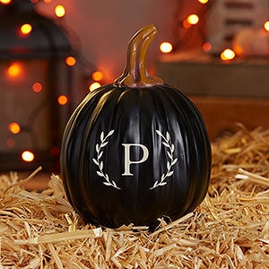 Laurel Initial Personalized Monogram Pumpkins - Small Black - 27461-SB